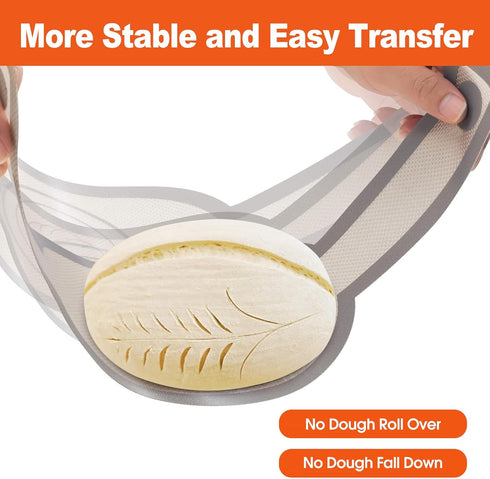 Silicone Bread Sling Oval- Non-Stick & Easy Clean Reusable Oval Silicone Baking Mat for dutch oven. With Long Handles Sourdough Bread Baking mat tools supplier Liner, 2 pcs Gray by Angadona