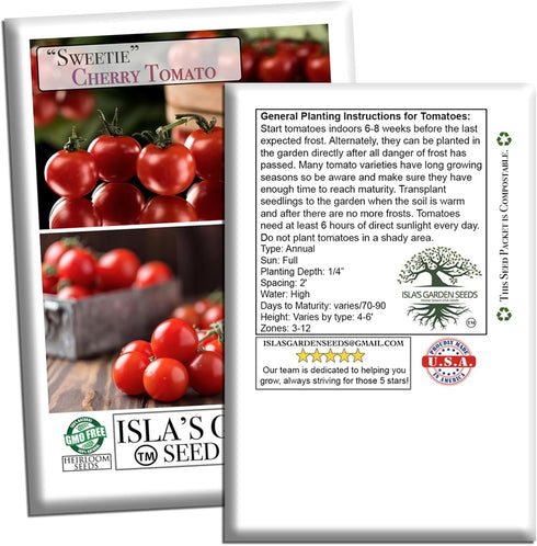 250+ Sweetie Cherry Tomato Seeds (Solanum lycopersicum) Non-GMO & Heirloom Seeds, Extra Sweet Flavor, Ideal