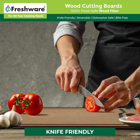Wood Cutting Board with Juice Grooves, Dishwasher Safe, Medium Cutting Board, 14.6 x 11-inch