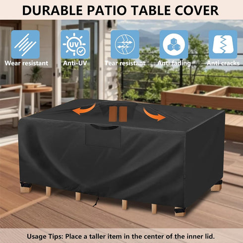 GardenCover 110" 84" 28" 8-12 Patio Furniture Cover L x W x H - Heavy Duty Outdoor Patio Table & Chair Cover