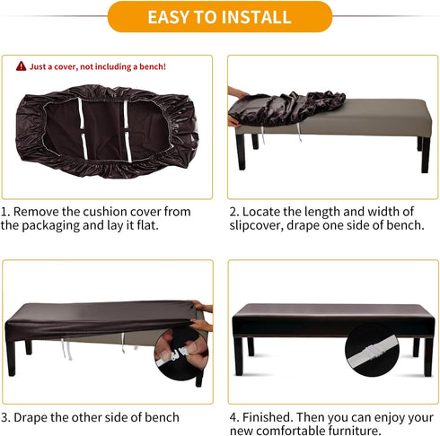 Fuloon Fuax Leather Dining Bench Cover - Anti-Dust Stretch Bench Slipcover Waterproof Seat Cushion Protector