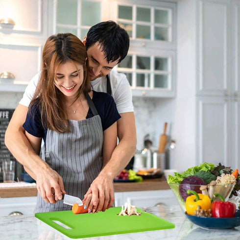 Fotouzy Plastic Utility Cutting Board with Handles, Food Safe PP Material, Large Size, Dishwasher Safe, White