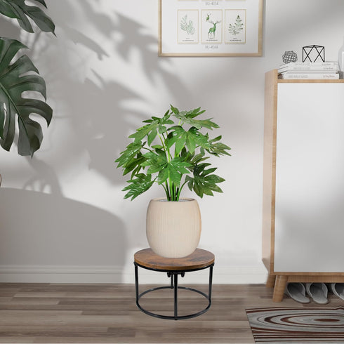 ARTORA Plant Stand Indoor Short Plant Shelf Mid Century Metal and Wood Stool Flower Pot Holder Modern Plant Display Low