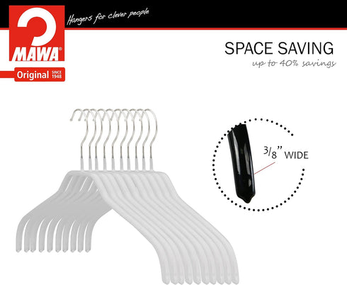 MAWA Ft Reston Lloyd Silhouette Non-Slip Space Saving Clothes Hanger, Set of 10, White