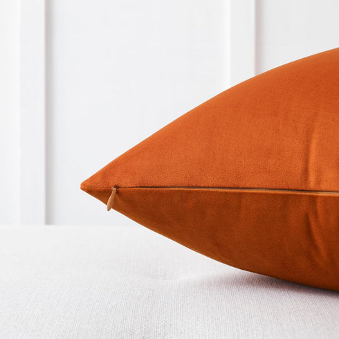 Mixhug Decorative Throw Pillow Covers, Velvet Cushion Covers, Solid Throw Pillow Cases, Burnt Orange, 20 x 20 Inches,
