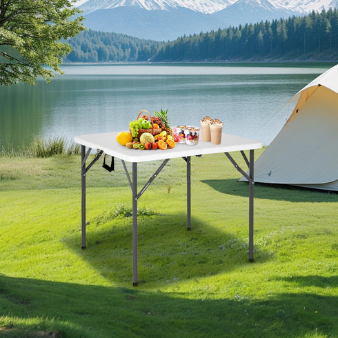 PayLessHere 34" Folding Tables Plastic Folding Card Table Half Portable Foldable Table for for Parties Wedding BBQ