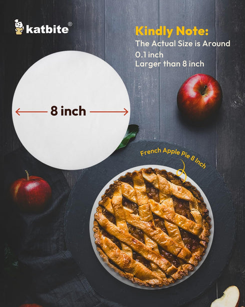 Katbite Heavy Duty Parchment Rounds - 200 Pcs 8 Inch for Cake Baking, Air Fryer Liners