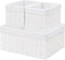 Vagusicc Set of 3 Wicker Storage Baskets, Hand-woven Decorative Rectangle Bins with Handles for Organizing, White
