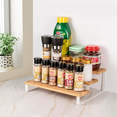 Spice Rack Kitchen Cabinet Organizer - 3 Tier Seasoning Shelf, Step Spice Storage Holder for Kitchen Cabinet, Pantry,