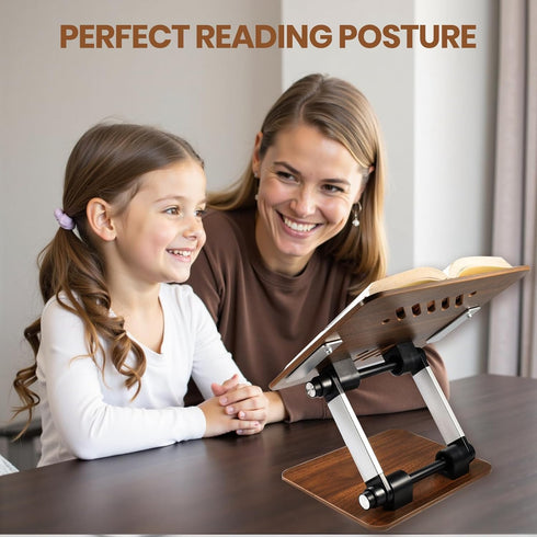 STS SELECTED Book Stand for Reading,Book Holder with Metal Clips Cookbook Stand Hands-Free Button Adjustable Thick