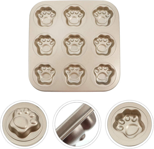 Luxshiny Round Cake Pans Muffin Pan, 9 Cup Cat Paw Shaped Non-stick Cupcake Baking Pan