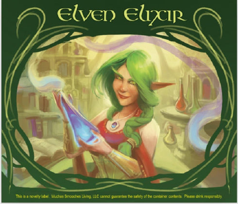 4 Soda Bottle Labels for Fantasy Themed Party - 7" x 6" Sticker Set with Orc, Dwarf, Elf, and Dragon