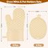 Oven Mitts and Pot Holders 4 Sets, Heat Resistant 500 ? Oven Mitt and Pot Holder, Oven Glove&Potholders with Non-Slip Silicone Surface,Kitchen Essentials for Cooking/Baking/BBQ-Beige by Qevooon