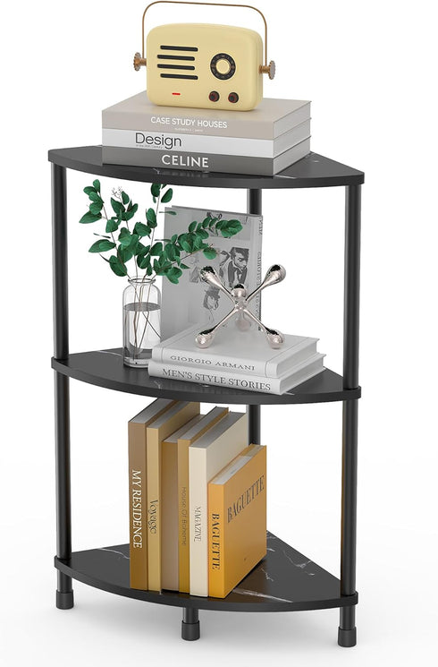 3 23.2" Book Small Corner Shelf, Tier Corner Bookshelf Display for Living Room Decor, Standing Shelf Bookcase