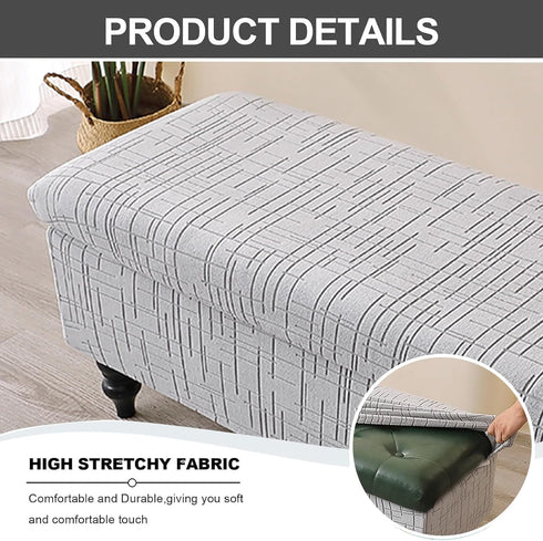 52) Eco-Ancheng Storage Ottoman Cover Rectangle Ottoman Slipcover Folding Storage Bench Cover Footrest Stool Slipcover