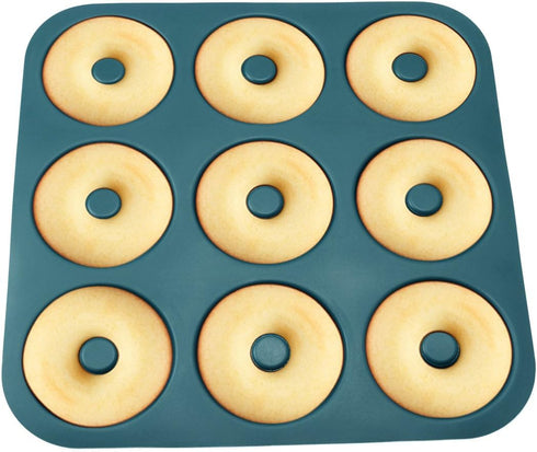 Large Professional Grade Donut Pan for Baking, 9 Cavity Non-Stick Bagel Pan, BPA Free 11.2 x 11.1 Inches