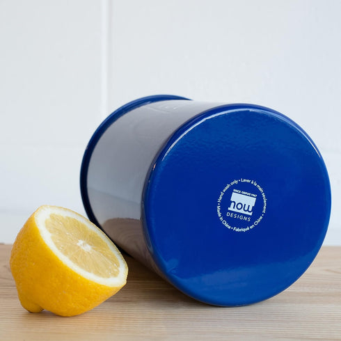 Now Designs Utensil Crock, Powder-Coated Steel, Navy Blue, 5x6 inches