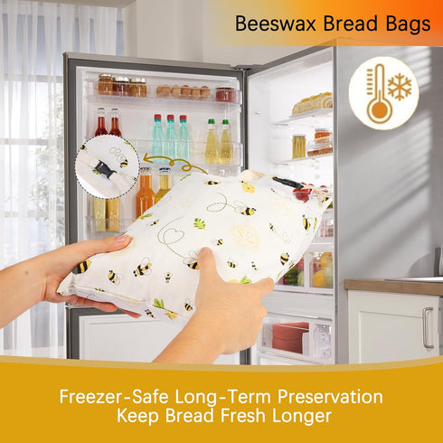2 Pack Removable Beeswax Bread Bags for Sourdough & Homemade Bread - Detachable Liner for Easy Cleaning & Drying | XL