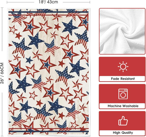 4th 18x26 Inch Set 2 Artoid Mode Strip-Shaped America Stars Patriotic of July Kitchen Towels Dish Towels, Memorial Day
