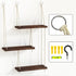 3 Fixwal Hanging Shelves for Wall, Tier Boho Wall Decor Hanging Plant Shelf Floating Shelves Rope Rustic Wood Organizer