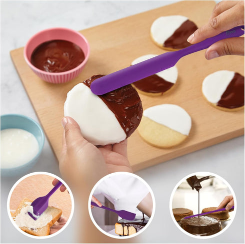 HOTEC High Heat Resistant Food Grade Silicone Rubber Spatula Set, Non Stick Dishwasher Safe BPA-Free, Purple Set of 5