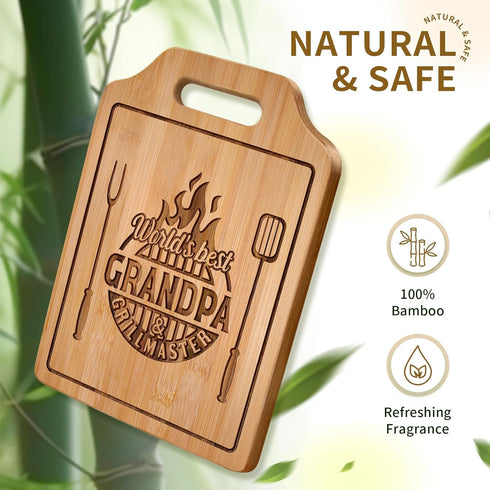 Engraved Bamboo Cutting Board, Grandpa Gifts, 12.3"L x 8.7"W, Birthday Gifts from Grandkids