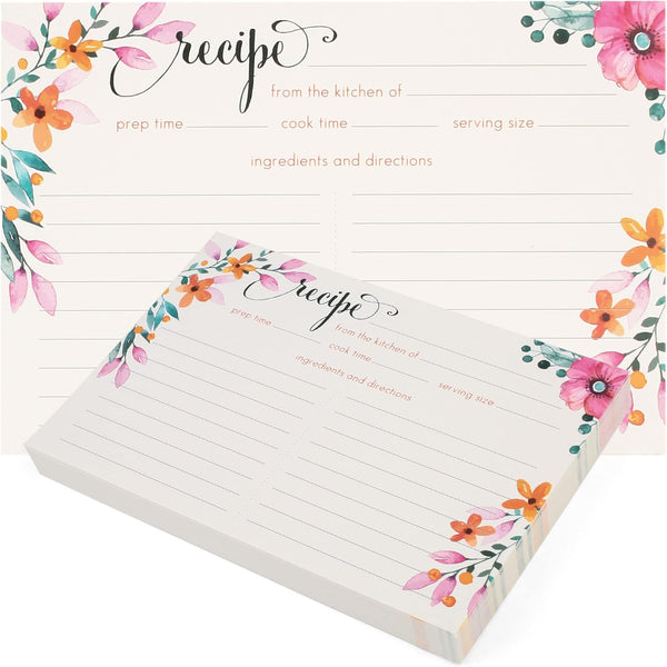 LotFancy Recipe Cards, 4x6 Inch, 60 Count, Double Sided Blank Cardstock, Floral Index Cards