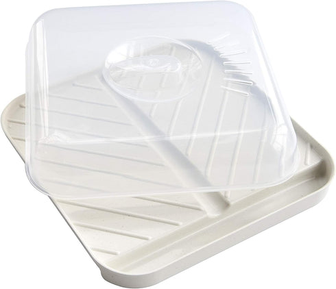 Nordic Ware Slanted Bacon and Meat Tray with Lid, White