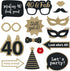 Fully Assembled 40th Birthday Photo Booth Props, Set of 30 - Black & Gold Selfie Signs for 40th Party Supplies