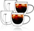 CNGLASS 12oz(4-pack) Double Walled Glass Coffee Mugs,Insulated Glass Mugs with Handle,Clear Espresso
