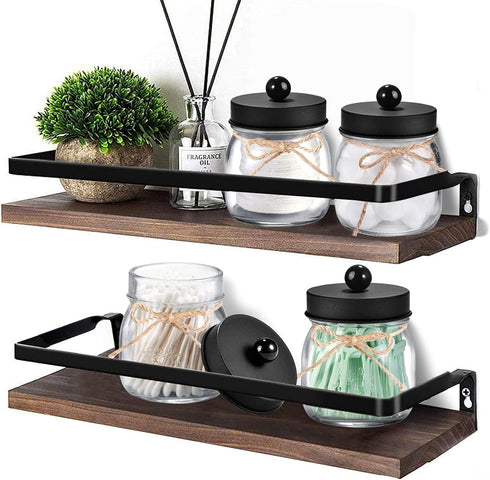 SheeChung 4 Pack Apothecary Jars with Lids, Bathroom Organizers and Storage, Small Mason Jars for Q-tips, Cottons,