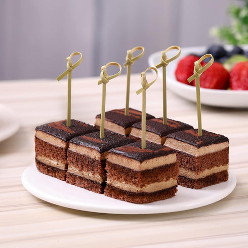 100 PCS Natural Bamboo Cocktail Picks, 4.7 Inch Toothpicks for Appetizers, Fancy Tooth Picks for Party Supplies