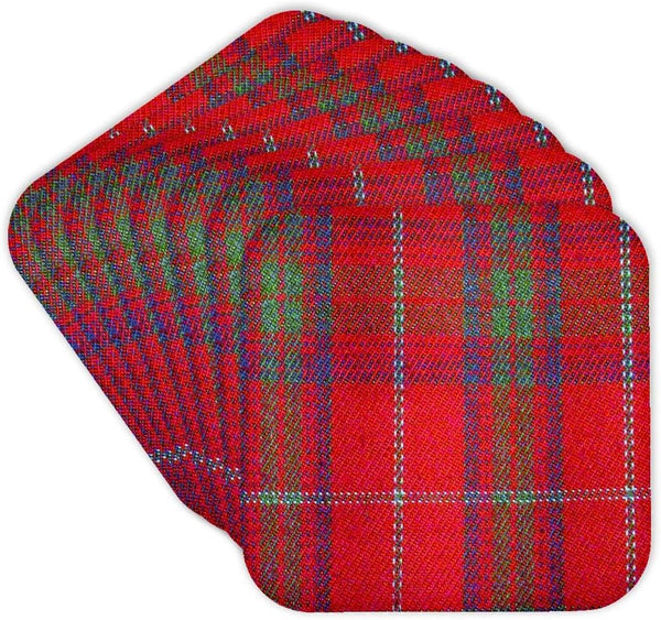 3dRose Traditional Red Tartan Pattern-Scottish Plaid with Green and Blue Checks-Soft Coasters, Set of 8