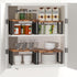 Set of 4 Stackable Counter Shelves, Wood Organizer for Kitchen and Bathroom, Expandable Countertop Racks, Brown