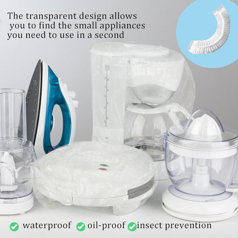 50pcs Disposable Thickened Small Appliance Dust Covers, Clear Plastic with Elastic, Oil Dust Proof for Blender, Air