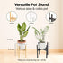Wooden Plant Stand, 12.2" x 13.8" Indoor Outdoor Holder, Natural Boho Style, Assembly Required (Black, Excluding Potted