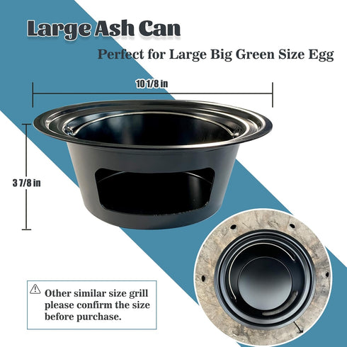 KAMaster Ash Can with Folding Handle Compatible with Large Big Green Egg,Charcoal Ash Collector Must Haves Green Egg