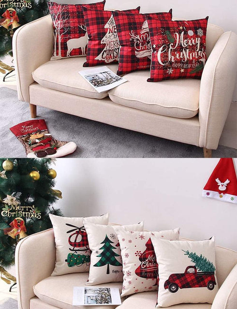 Coeufuedy Buffalo Plaid Christmas Pillow Covers - 18x18 Inch Farmhouse Decor, Set of 4