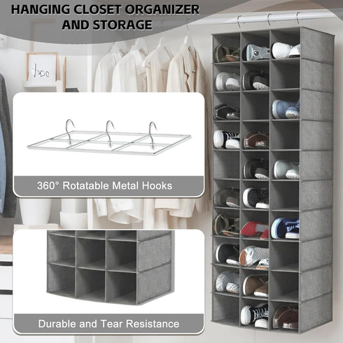 Closet, 30 Closet 17''W11.5''Dx 48''H coastal rose Hanging Shoe Organizer for Sections Hanging Organizers and Storage