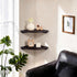Shelf,10inch Gieanoo Corner Wall Solid Oak Wood Floating Corner Shelf with Wire Hole Corner Wall Storage Display