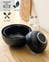 Hasense Mixing Bowls Set of 3, Large Ribbed Black Bowls 1.5/1/0.5 Qt for Kitchen, Cooking, Baking & Serving