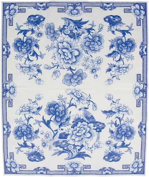 Packs 15 Caspari Blue & White Paper Guest Towel Napkins - Two