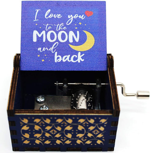 1 Set ukebobo Wooden Color Painted Music Box I Love You to The Moon and Back Color Painted Music Box, Gifts