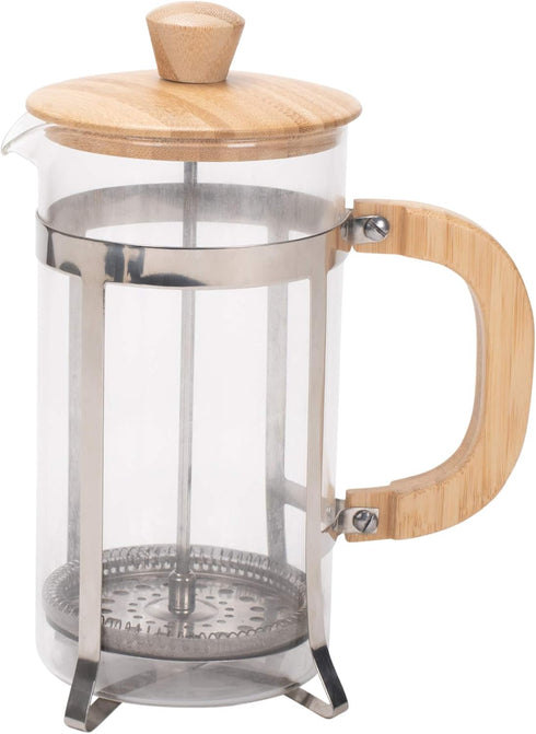 Elanze Designs Large Glass and Bamboo French Press Coffee Maker, 1 Liter
