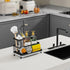 Cisily Kitchen Sink Caddy Organizer, Rustproof Non-Slip Soap Dish Dispenser Brush, Matte Black