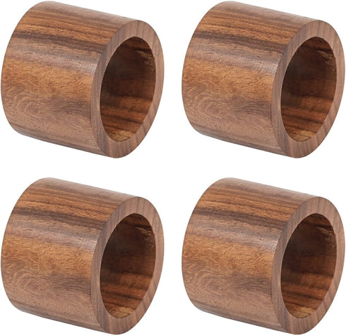 DII Basic Napkin Ring Collection, Decorative Rustic Farmhouse Style, Wood Band, Small Set (4 Piece)