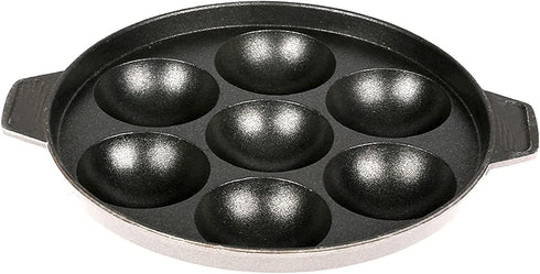 Appam Patra Paniyaral Non-Stick Paniyaram Pan with Stainless Steel Lid, 7 Balls