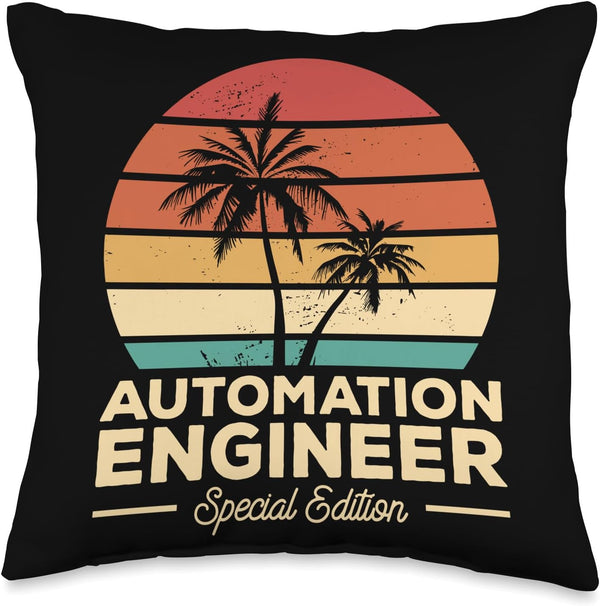 Vintage Automation Engineer Throw Pillow, Multicolor, 16x16