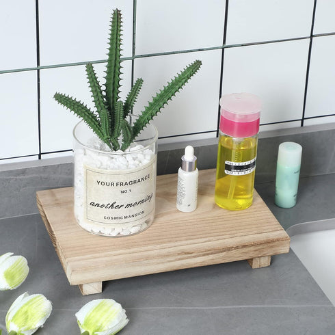Counter Display(12 7 Inch,Natural) Nuogo Wood Riser Tray Soap, Stand Soap Tray for Kitchen Sink, Wood Pedestal