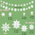 Winter Wonderland Frozen Party Decorations, 12pcs Hanging 3D Paper Snowflakes and Snowflake Garland for Christmas